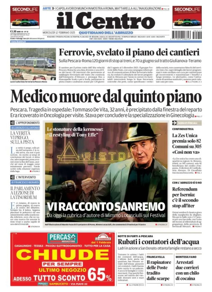 Prima-pagina-il centro-oggi-edizione-del-2025-02-12